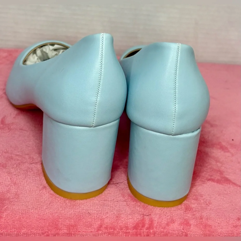 Women’s Powder Blue Pointed Toe Block Heel Pumps Size 8.5 (EU 39) NWOT